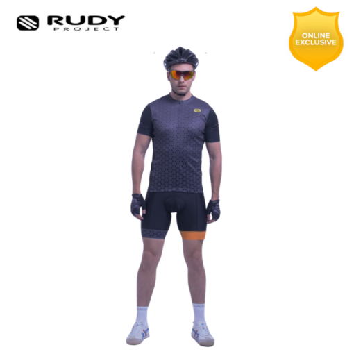 Rudy Project Mens Road Cycling Bib shorts in Charcoal – Black Model 2